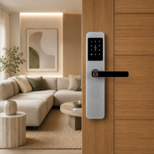 Cerradura ip 65 acero inoxidable 304 color plateada /app ttlock / tarjeta/ clave / huella / llave